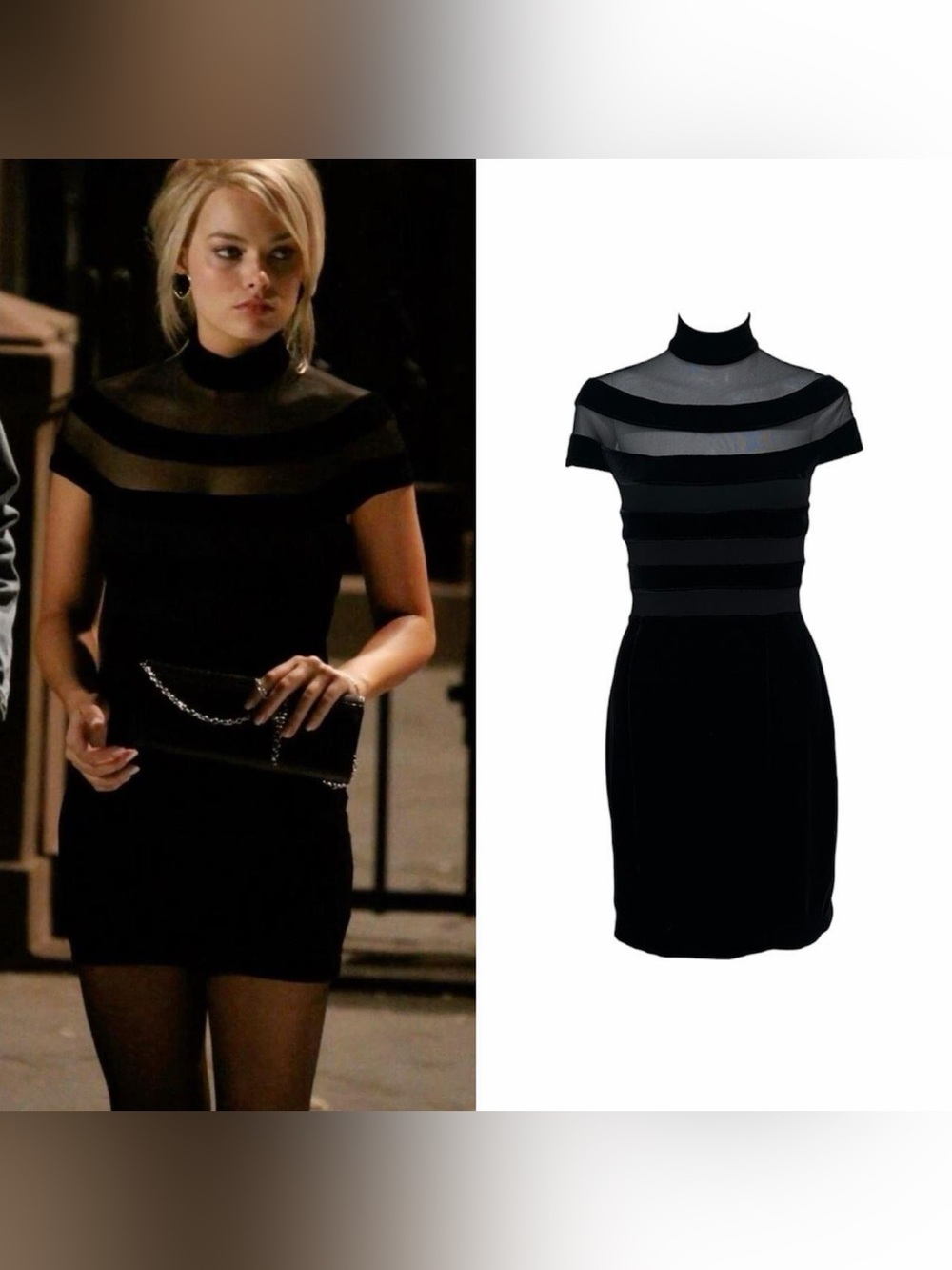 90s Velvet Bandage Mock-Neck Dress ASO Margot Robbie In The Wolf Of Wall Street